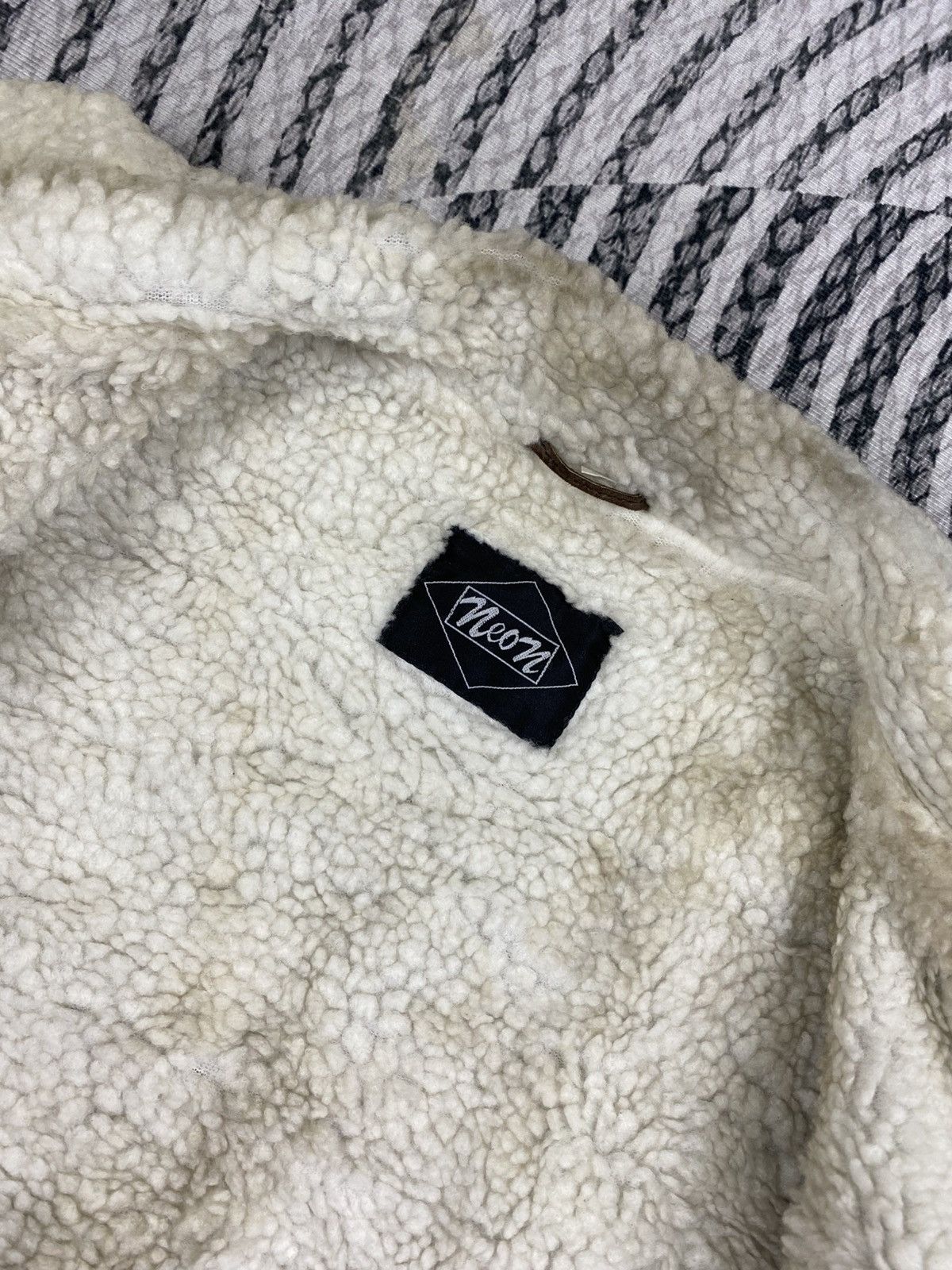 Vintage 🔥Vintage Neon Half Leather Navajo Wool Sherpa Lined Jacket Size US L / EU 52-54 / 3 - 10 Thumbnail