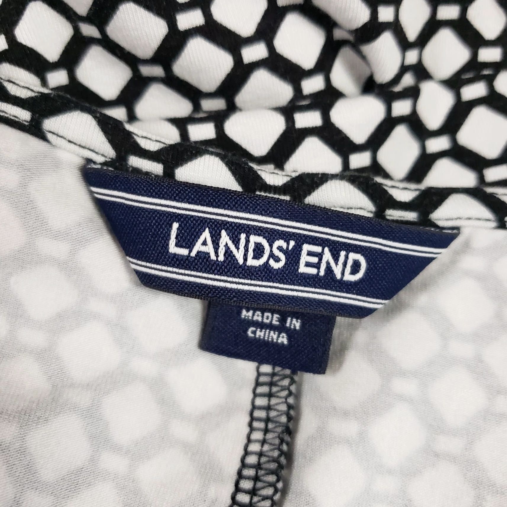 Lands' End Lands' End Dress Womens Sz Large Black White Geometric V-Neck Half Sleeve Size L / US 10 / IT 46 - 7 Thumbnail