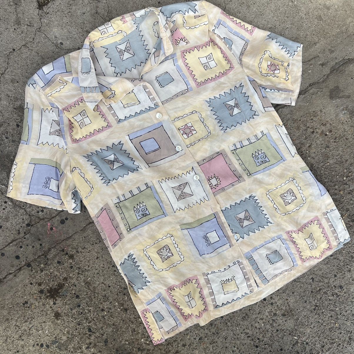 Vintage Vintage Abstract Print Flowers Art Pastel Shirt Button Up Size US XL / EU 56 / 4 - 2 Thumbnail