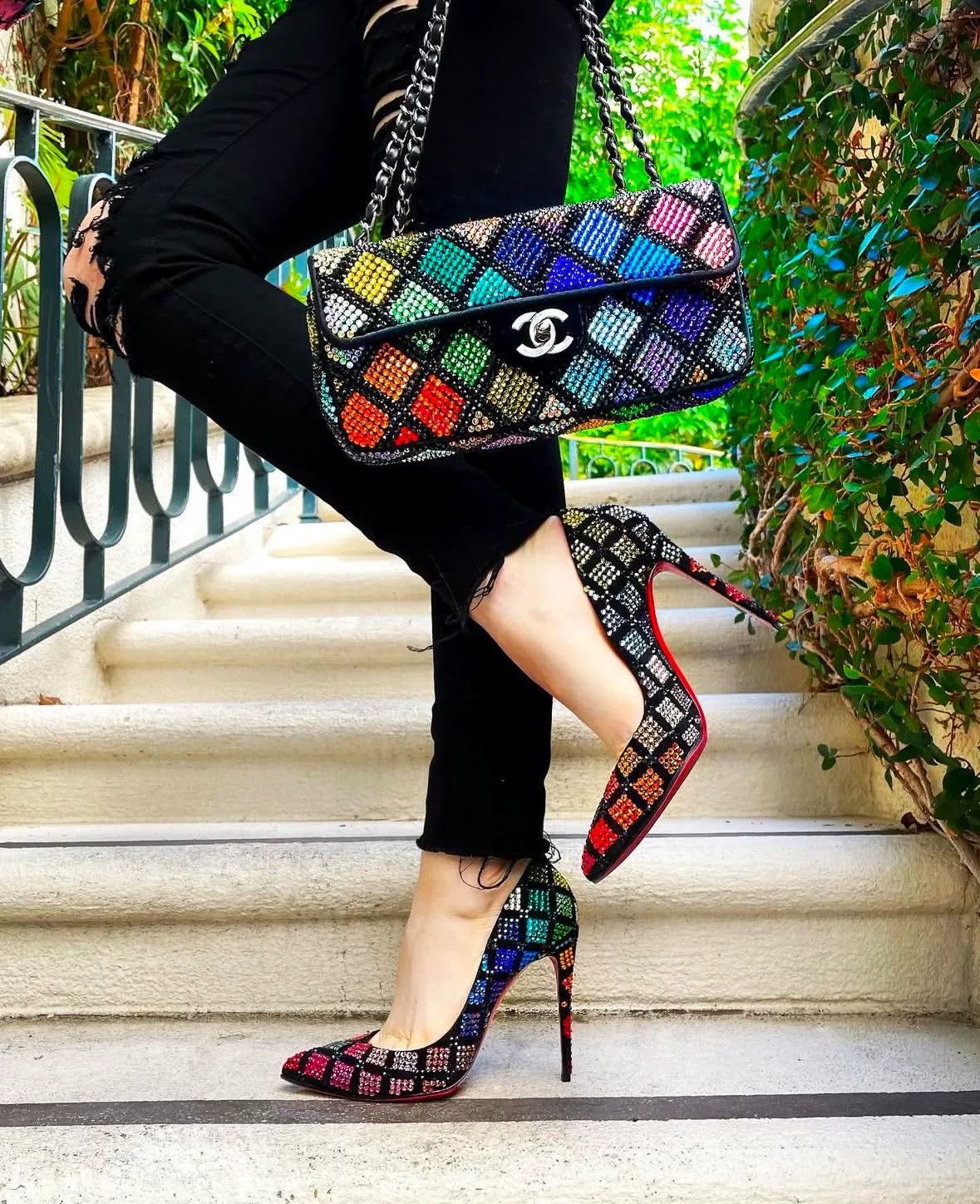 Christian Louboutin Christian Louboutin Crystal Embellished Heels Size US 5 / IT 35 - 1 Thumbnail