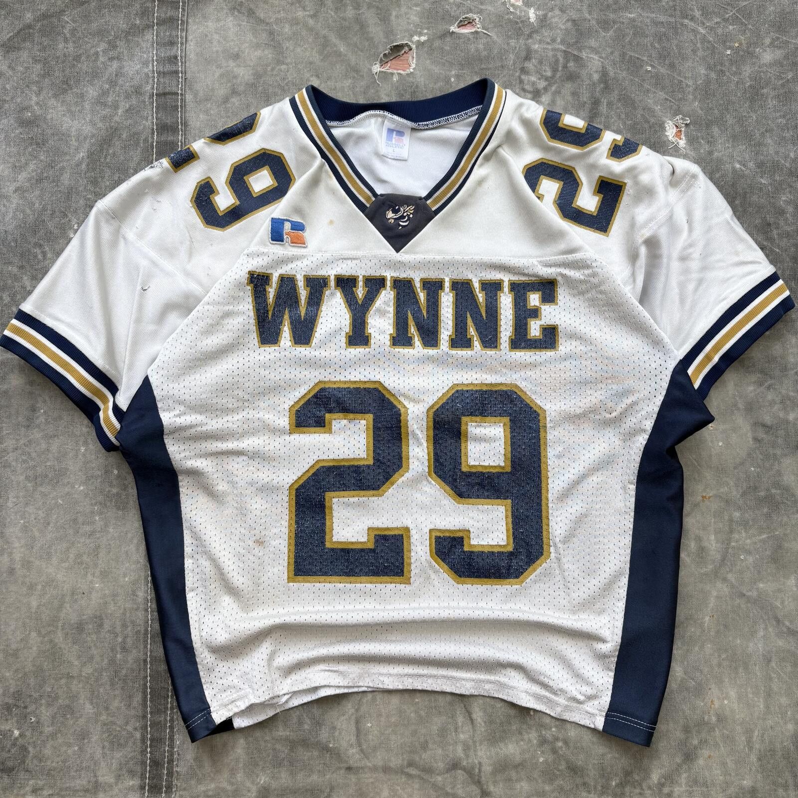 Russell Athletic Vintage 80s Russell Athletic Wynne Mesh Crop Football Jersey Size US L / EU 52-54 / 3 - 1 Thumbnail