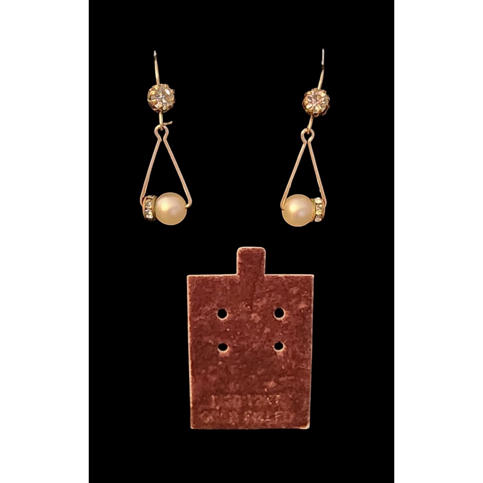 Other 12kt gold filled pearlescent bead & rhinestones earrings. Size ONE SIZE - 5 Thumbnail