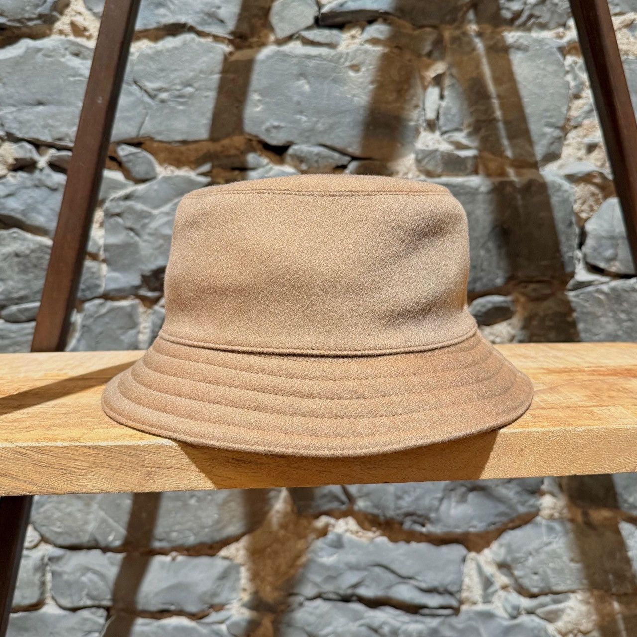 Hermes Hermès Harper H Sellier Beige Cashmere Bucket Hat - MEDIUM Size ONE SIZE - 4 Thumbnail