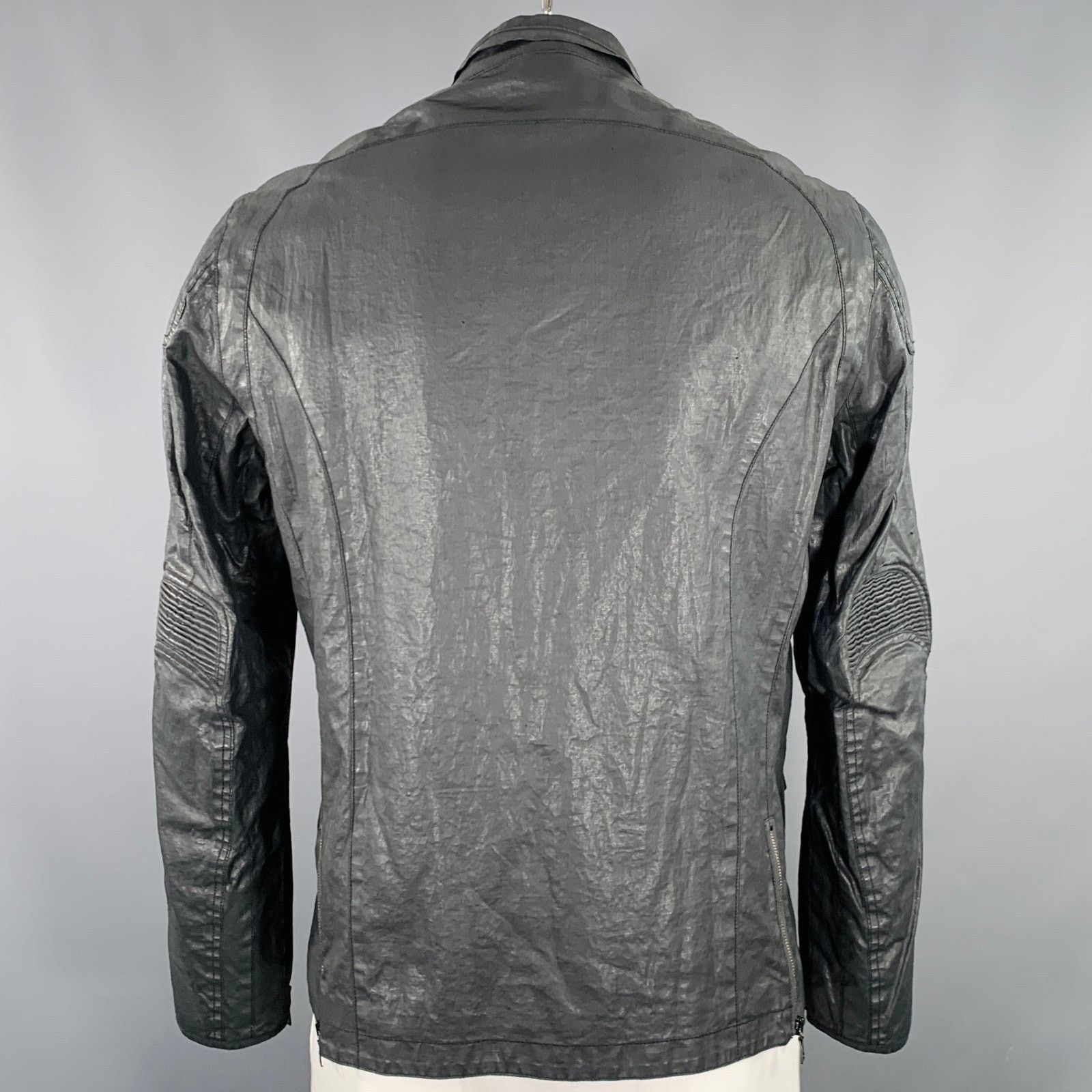 John Varvatos Size 42 Grey Charcoal Distressed Coated Linen Jacket Size US L / EU 52-54 / 3 - 3 Thumbnail