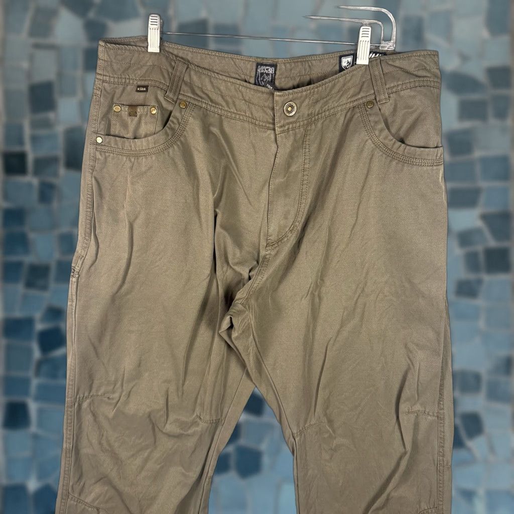 Vintage Kuhl Revolvr Mens Pants 40x30 Vintage Patina Dye Hiking Gusseted Outdoor Brown Denim Chino Straight 40 In Inseam 30 Size US 40 / EU 56 - 1 Thumbnail