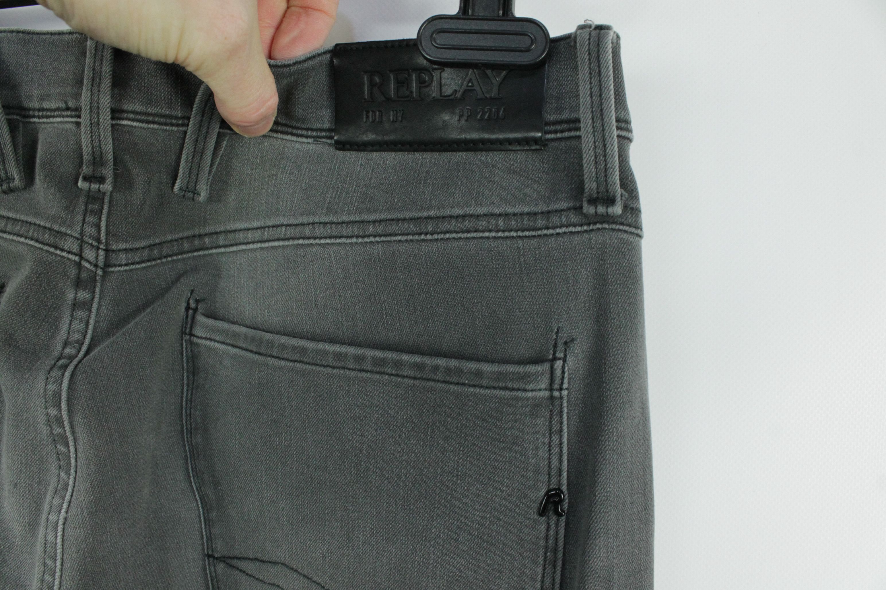 Replay Replay Anbass Hyperflex Slim Fit Gray Stretch Denim Jeans Size US 32 / EU 48 - 8 Thumbnail