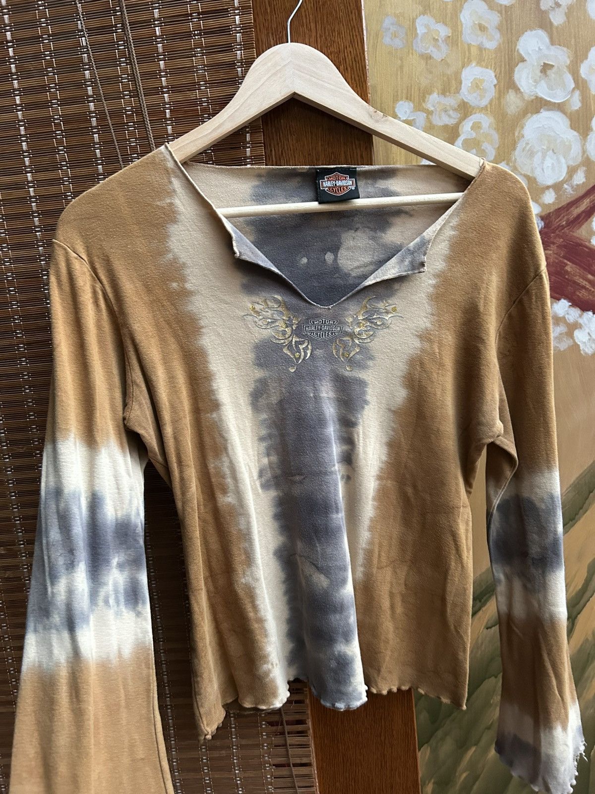 Harley Davidson 90s Harley-Davidson Tie-Dye Butterfly Logo L/S Top Size M / US 6-8 / IT 42-44 - 3 Thumbnail