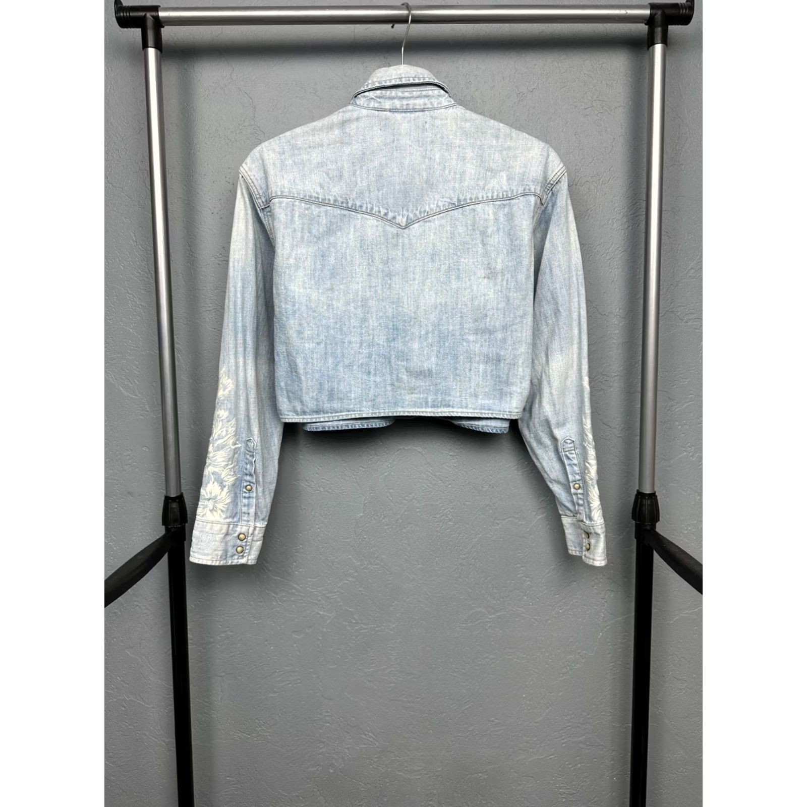 Allsaints Allsaints Denim Jacket Flora Cannon Shirt S Womens Blue Denim Jacket Long Sleeve Snap Closure Size S / US 4 / IT 40 - 6 Thumbnail