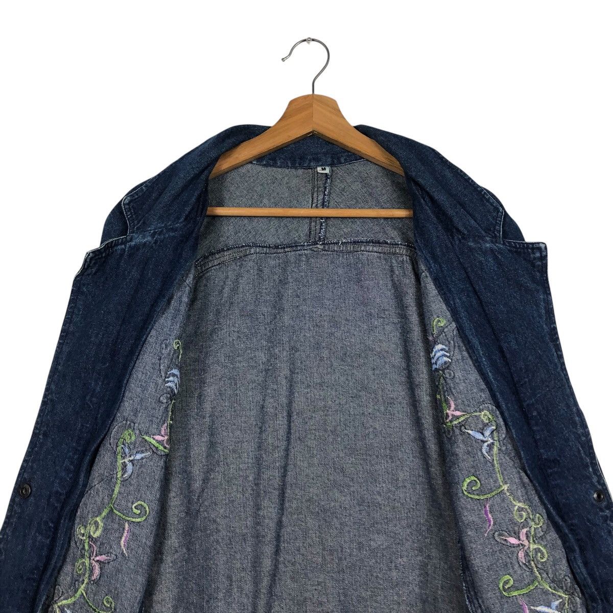 Japanese Brand 📌Vintage Denim Jacket Unbranded Floral Embroidered Big Logo Size US M / EU 48-50 / 2 - 15 Thumbnail