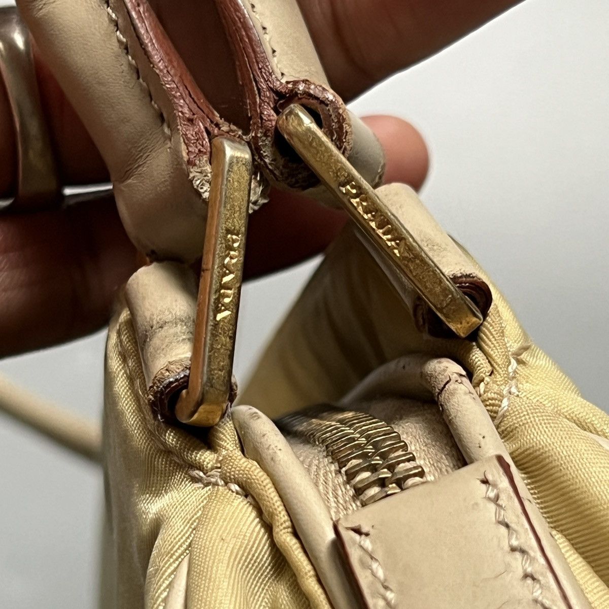 Prada Authentic Vintage Prada Tessuto "Champagne" Handbag Size ONE SIZE - 12 Thumbnail
