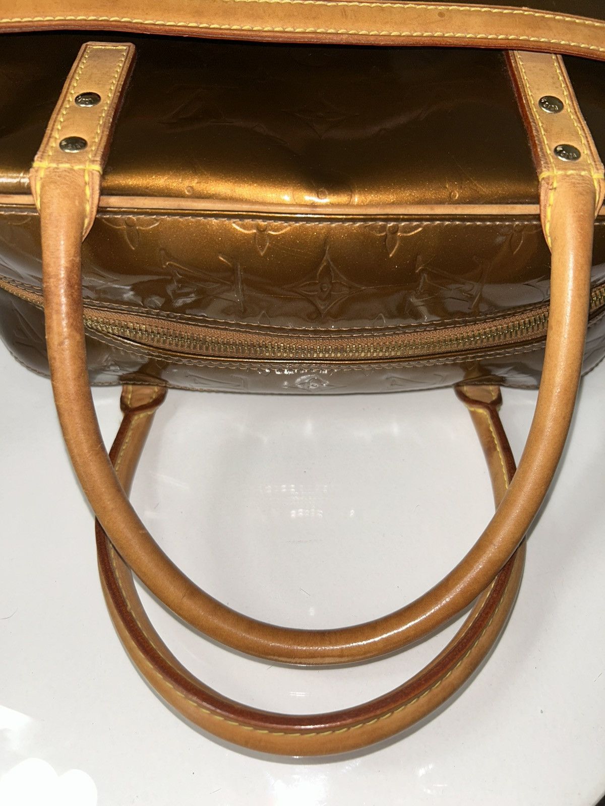 Louis Vuitton Louis Vuitton Bronze Vernis Tompkins Square Handbag BA0060 Size ONE SIZE - 3 Thumbnail