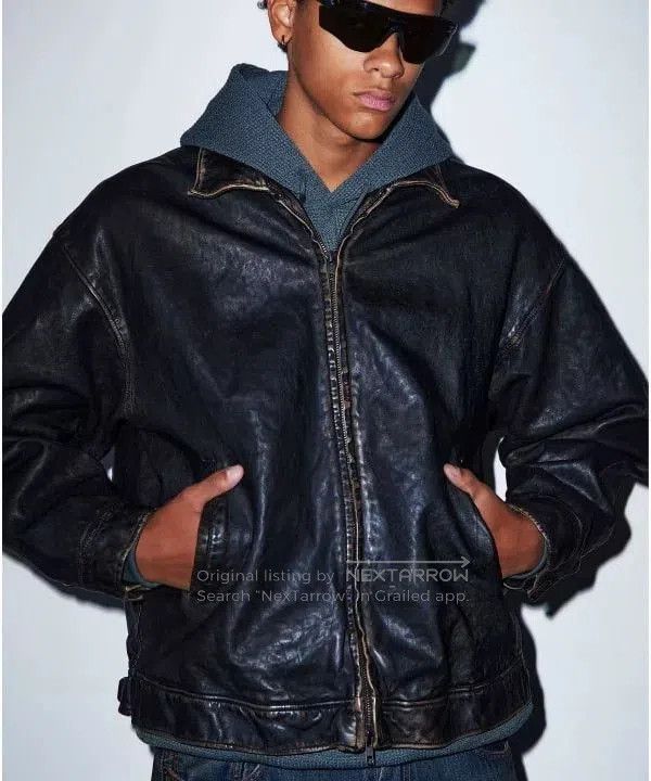 Beams Japan stylish distressed black leather jacket. Size US S / EU 44-46 / 1 - 7 Thumbnail