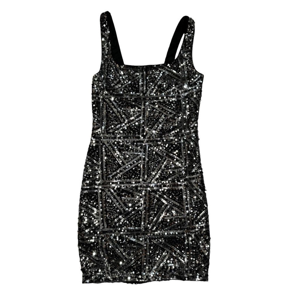 Other NWT New $118 Aqua Geo Metallic Sequin Mini Dress Size M Size M / US 6-8 / IT 42-44 - 5 Thumbnail
