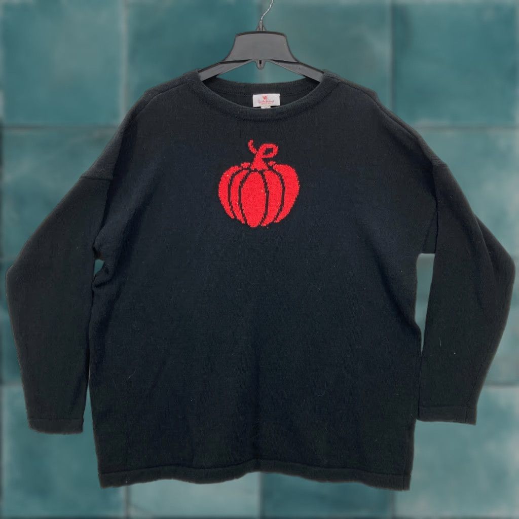 Quacker Factory Quacker Factory Black Pumpkin Sweater Plus Size 2X Cotton Blend Halloween Fall Pullover Womens Cardigan Not Applicable Size XXL / US 16-18 / IT 52-54 - 1 Thumbnail