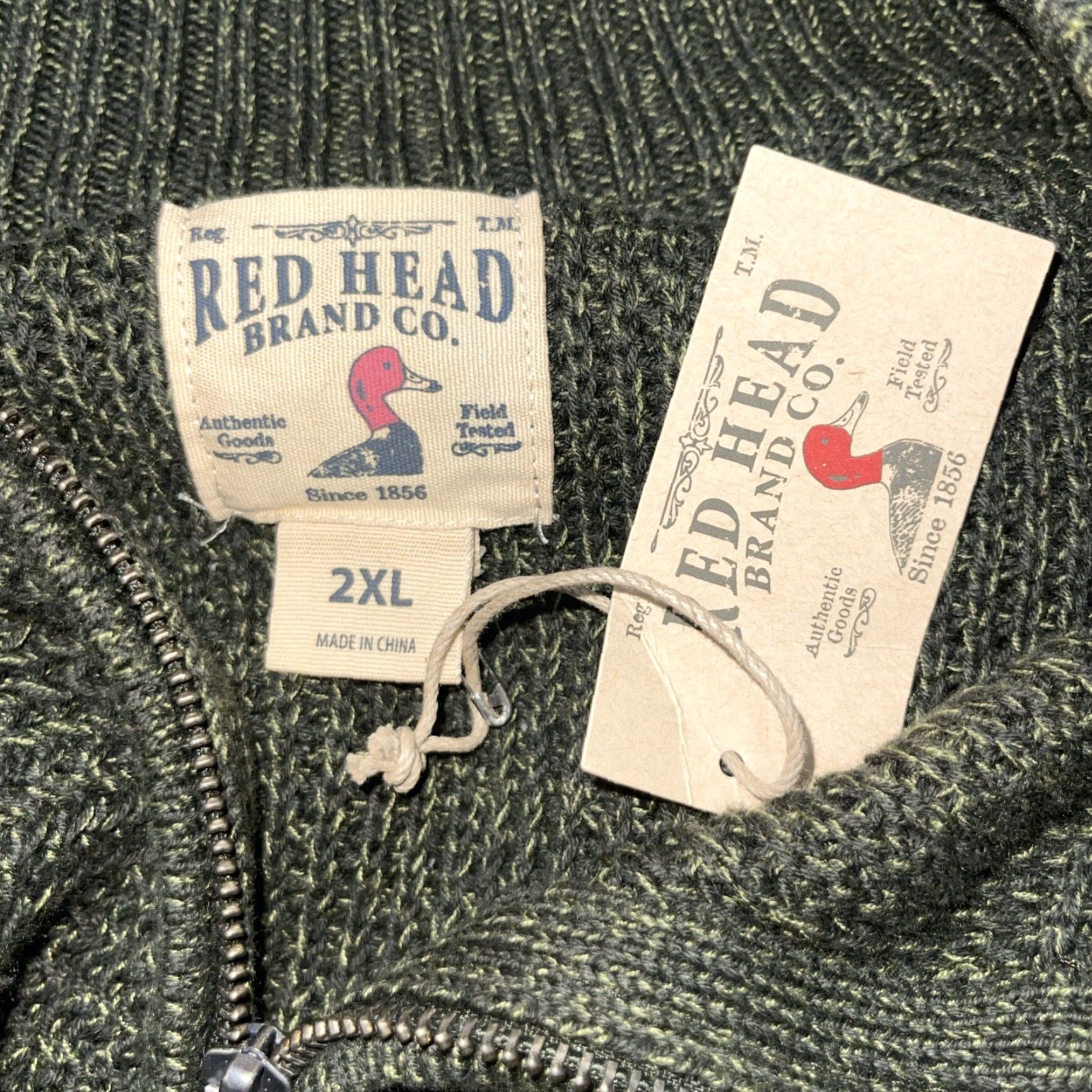 Vintage VINTAGE RedHead Men Sweater 2XL Forest Green 1/4 Zip Long Sleeve Crew Neck Knit Pullover Zipper Big & Tall Regular Fall Winter Green Men Size US XXL / EU 58 / 5 - 3 Thumbnail