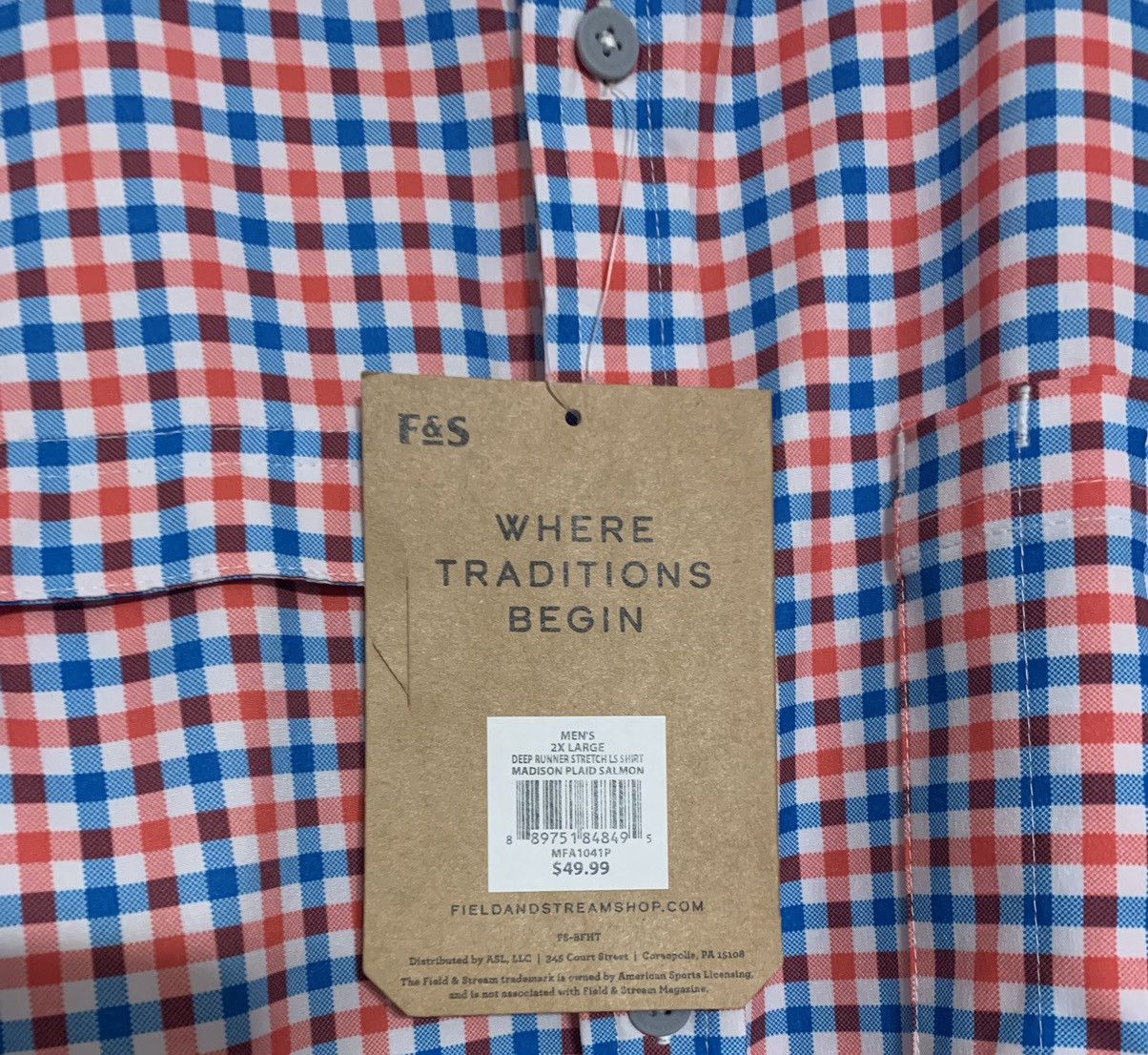Field & Stream Field & Stream Fishing Shirt UPF 30 Red Pink Blue Plaids Size US XXL / EU 58 / 5 - 5 Thumbnail