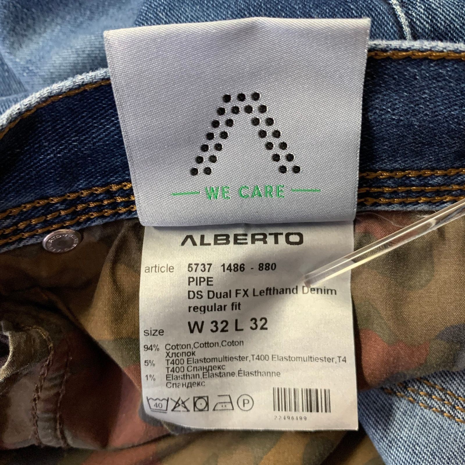 Alberto ALBERTO Size 34 Indigo Solid Cotton Blend Skinny Jeans Size US 34 / EU 50 - 6 Thumbnail