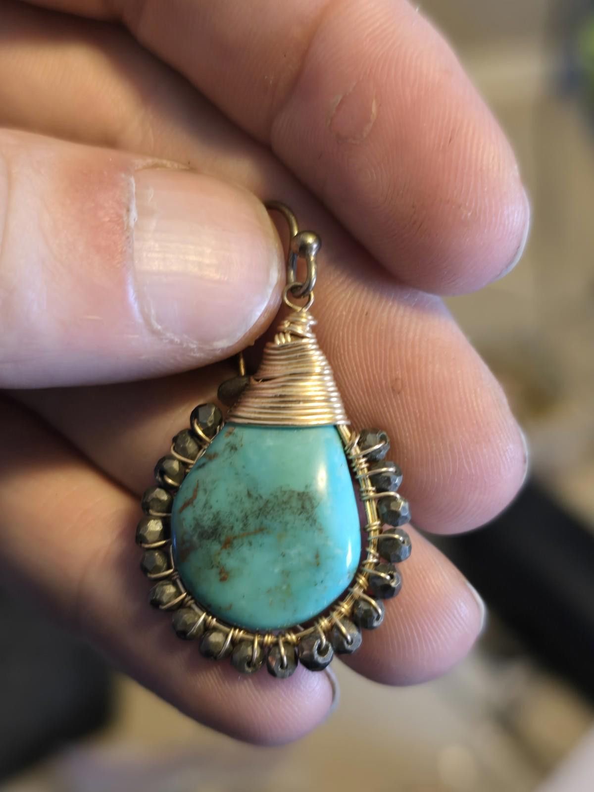 Studio D'Artisan Gold-Filled Turquoise Teardrop Artisan Wire Earrings Size ONE SIZE - 3 Thumbnail