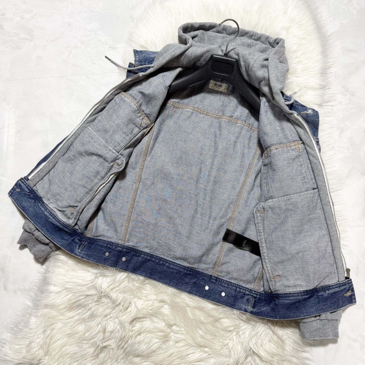 Celine Celine Union Wash Hooded Sweat Docking Trucker Denim Jacket Size XS / US 0-2 / IT 36-38 - 8 Thumbnail