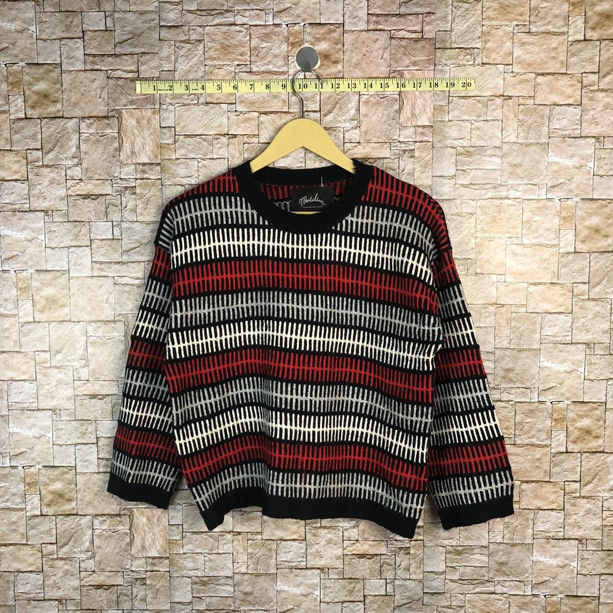 Homespun Knitwear × Japanese Brand × OVER THE STRiPES Merldiom Red stripe Knitwear sweatshirt #A772 Size S / US 4 / IT 40 - 1 Thumbnail