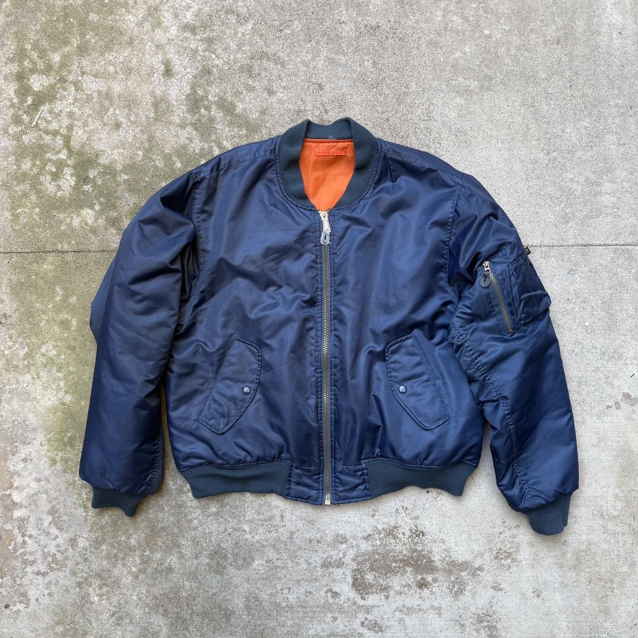 basketcase gallery Basketcase Gallery Raw College Navy Blue MA-1 Bomber Jacket Size US XL / EU 56 / 4 - 2 Thumbnail