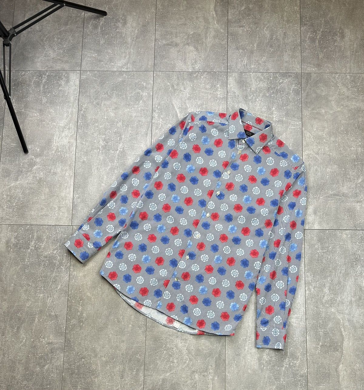 Vintage Eton Striped Shirt Button Up Flowers Print Size US L / EU 52-54 / 3 - 1 Thumbnail