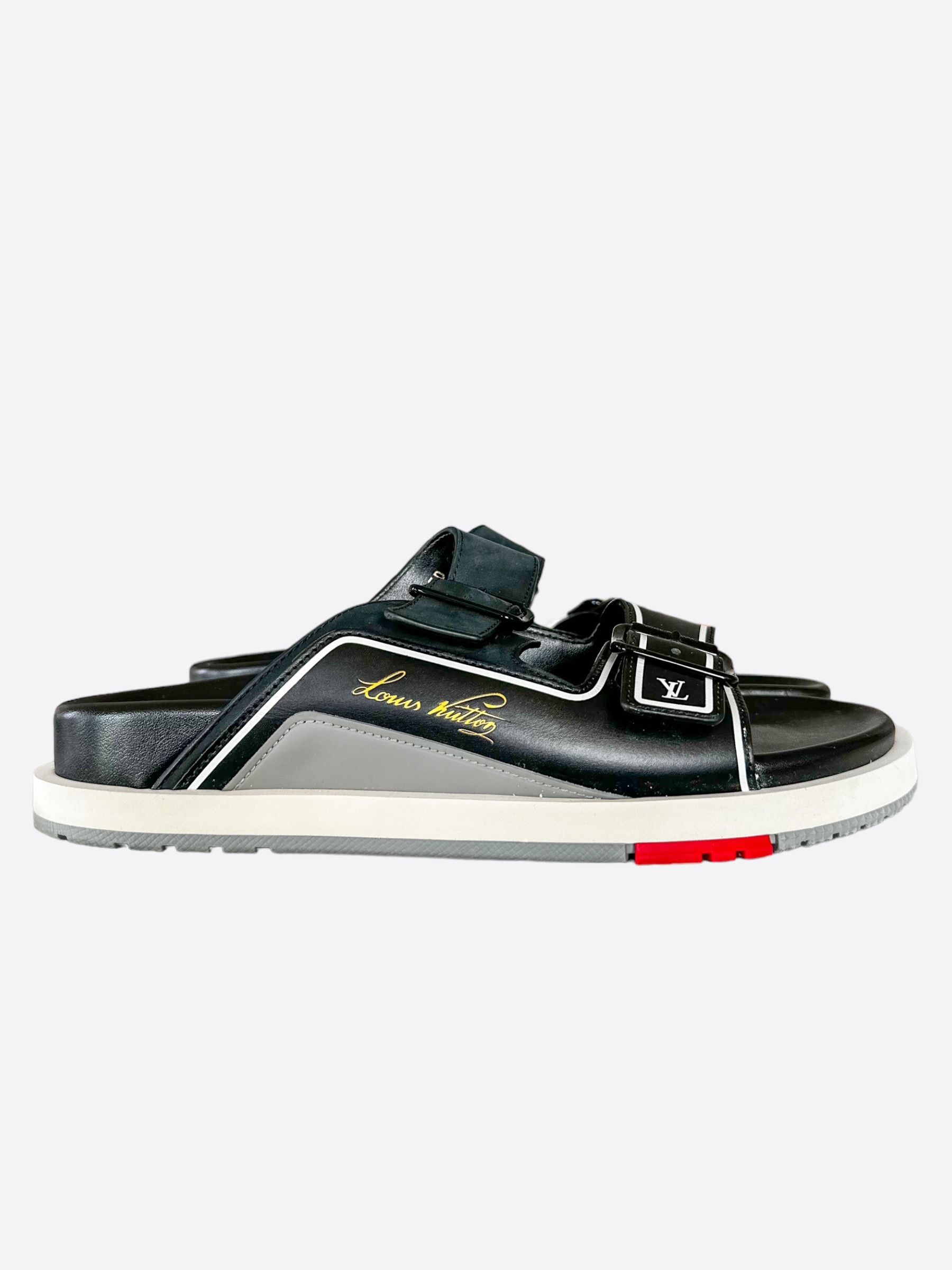image of Louis Vuitton Black & Grey Trainer Mule Shoes, Men's (Size 10)