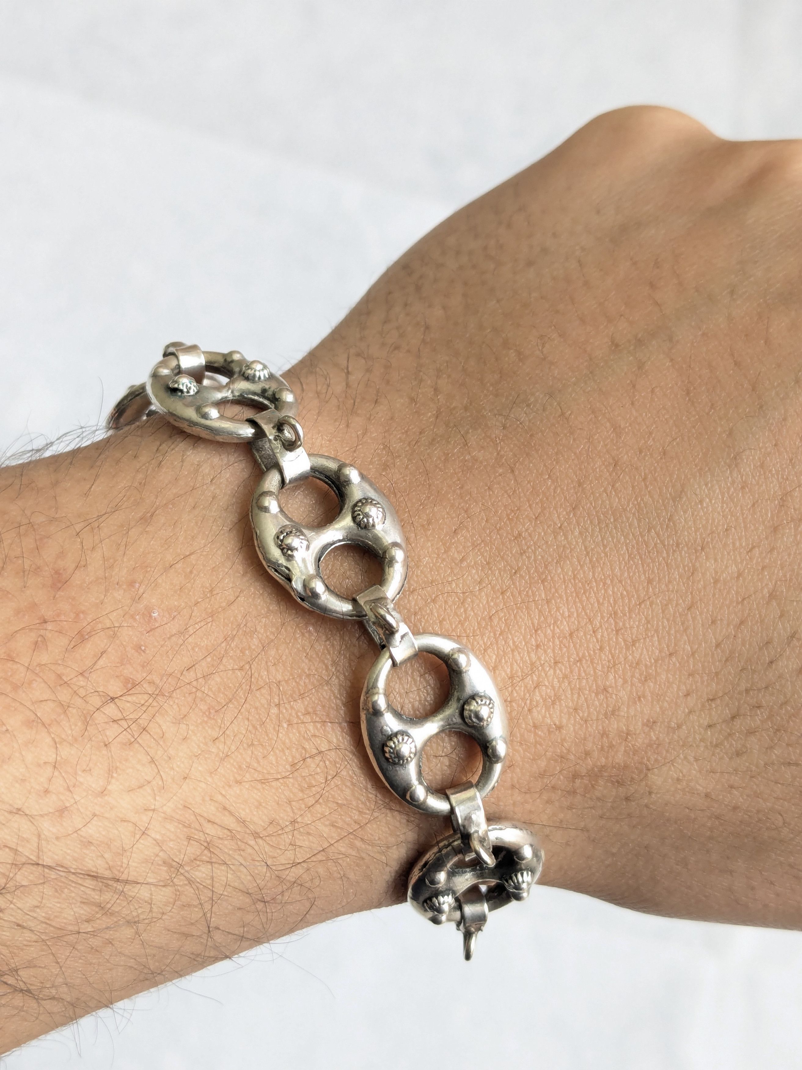 Jewelry .800 Silver Bracelet Anchor Mariner Puffy Hollow 7.25" Size ONE SIZE - 16 Thumbnail
