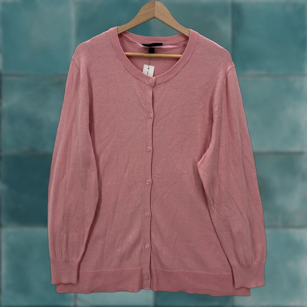 Vintage Lane Bryant Cardigan Womens 18/20 Pink Crew Neck Button Front Preppy NWT Sweater Size XXL / US 16-18 / IT 52-54 - 1 Thumbnail