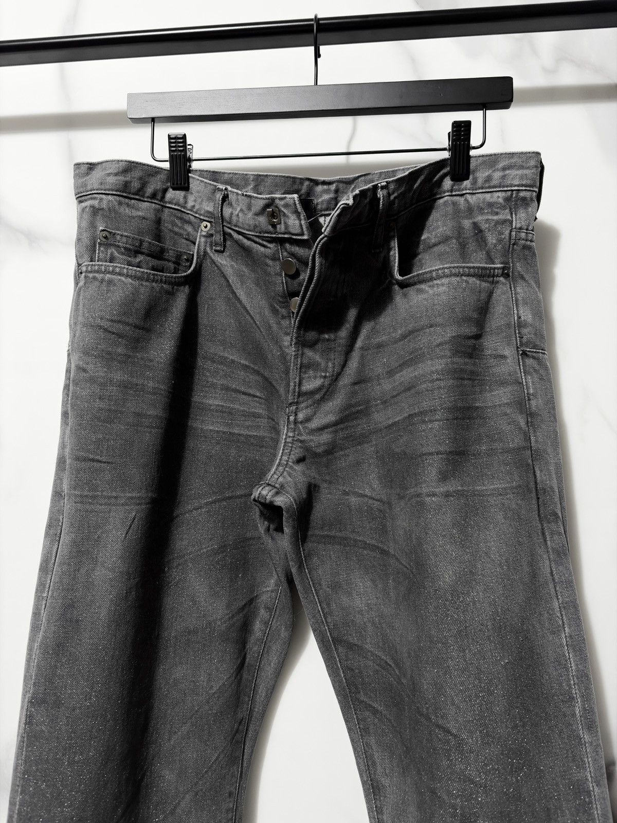 Dior × Hedi Slimane SS05 Dior Homme Beck Glitter Wax Coated Whisker Denim Jeans Size US 32 / EU 48 - 2 Thumbnail