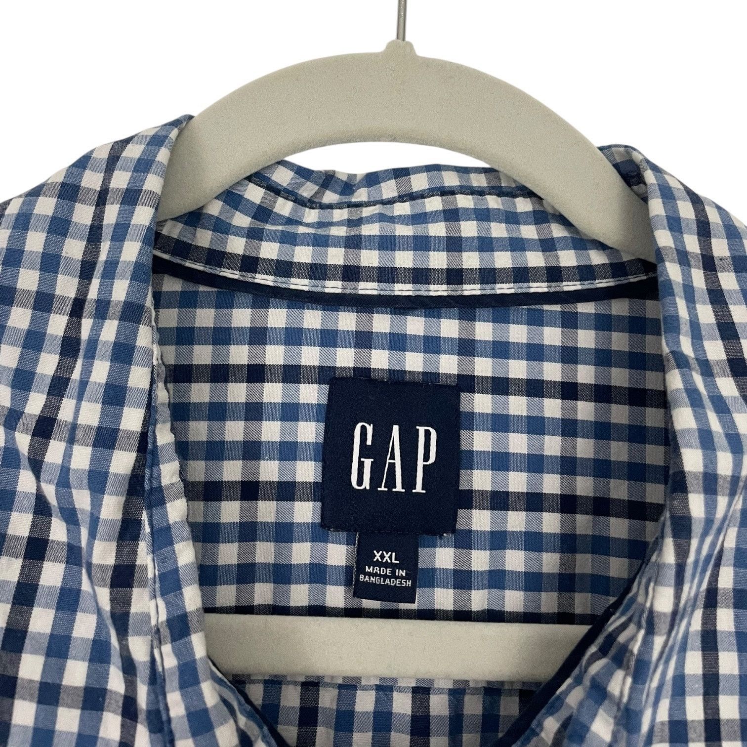 Gap GAP Mens Blue Plaid Short Sleeve Button Down Shirt Size US XXL / EU 58 / 5 - 7 Thumbnail