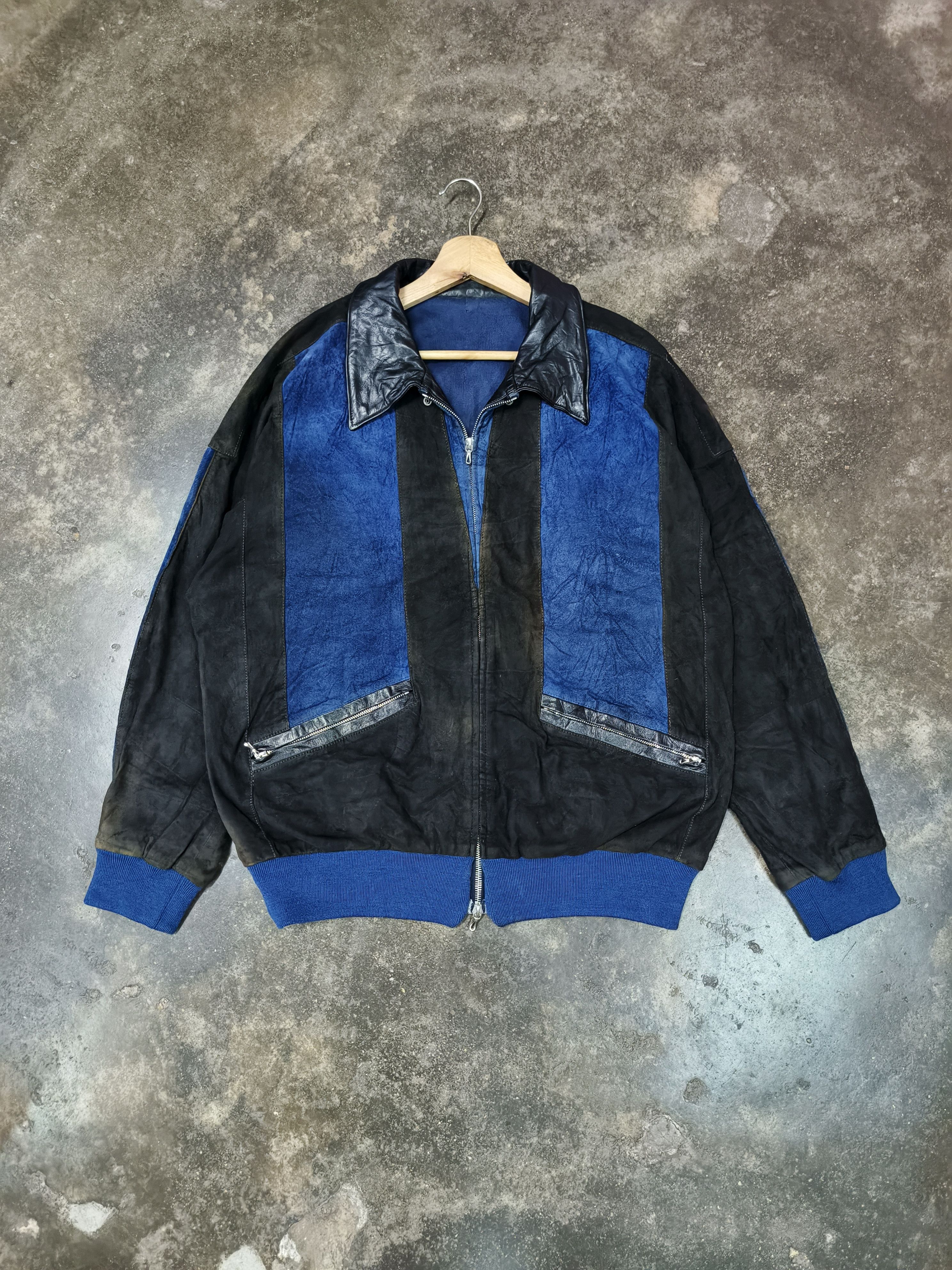 Vintage Riri Zip Vtg Suede Leather Jacket Sun Faded Size US L / EU 52-54 / 3 - 1 Thumbnail