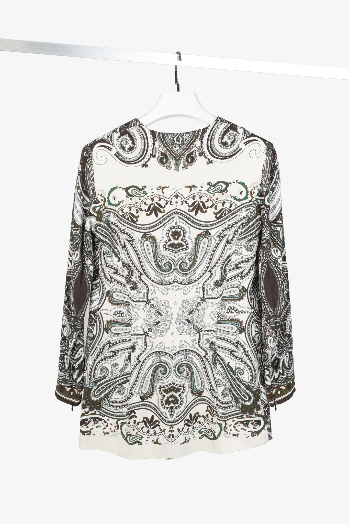 Etro Etro White & Brown Paisley Long Sleeve Top Size M / US 6-8 / IT 42-44 - 2 Thumbnail