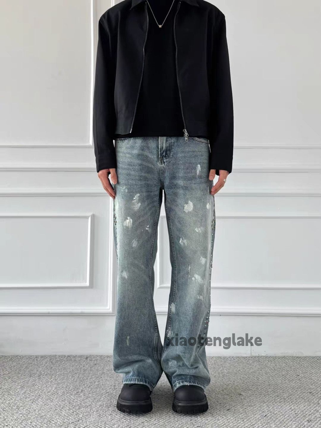 Jean xtl faded Balenciaga offwhite style hiphop paint jeans Size US 34 / EU 50 - 6 Thumbnail