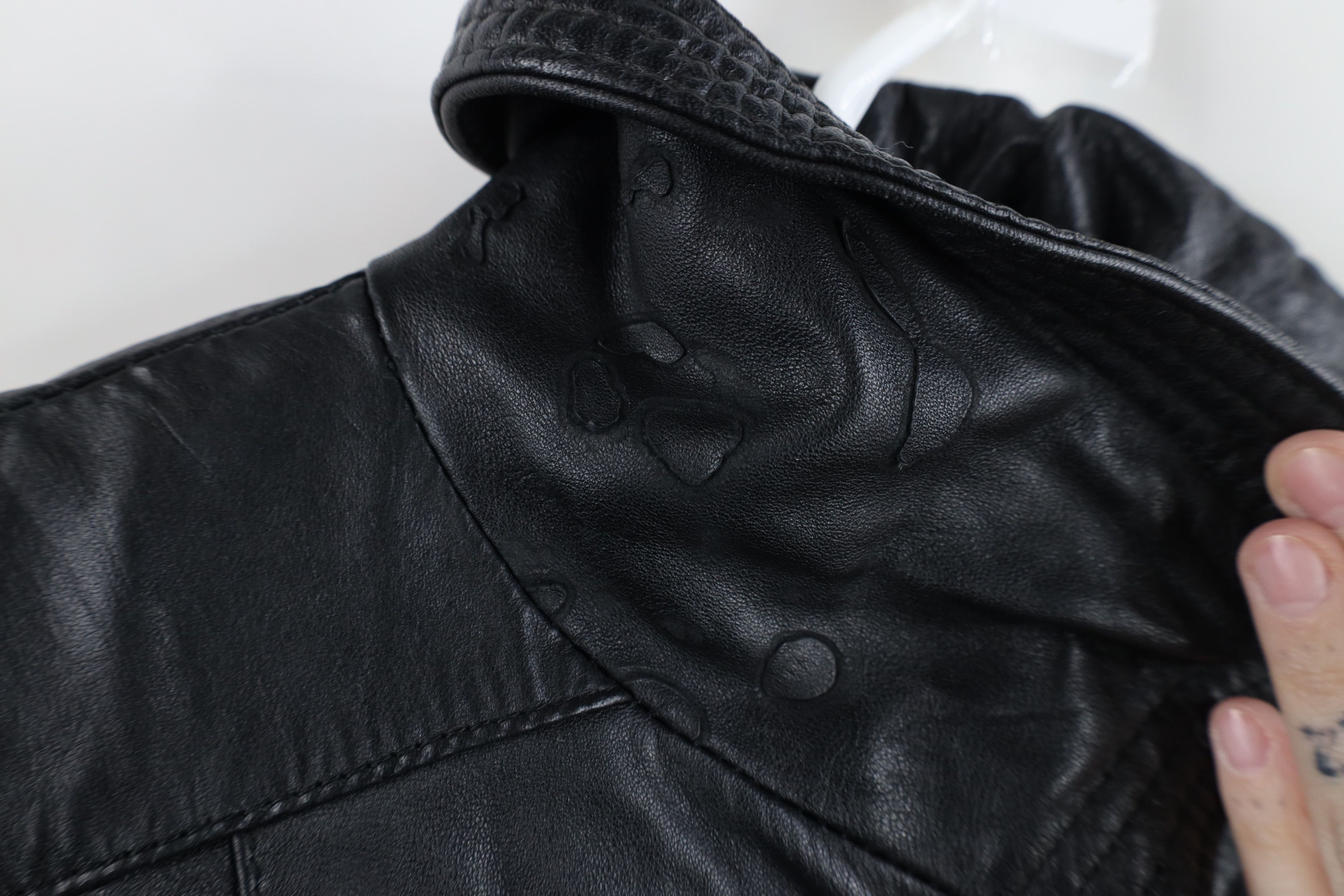 Vintage Vintage 70s Streetwear Button Collared Leather Jacket Black Size L / US 10 / IT 46 - 8 Thumbnail