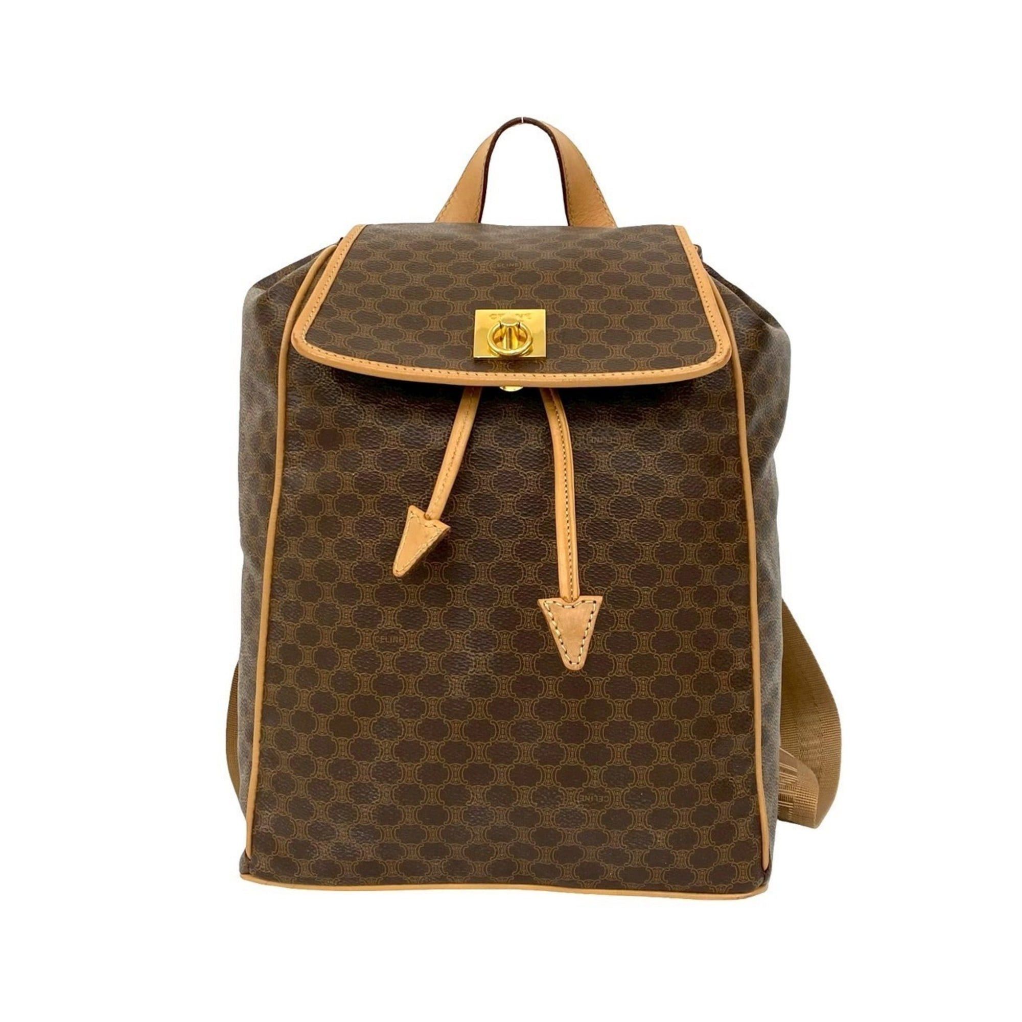 Celine CELINE Macadam Blason Ring Leather Backpack, Brown, 06525 Size ONE SIZE - 1 Thumbnail