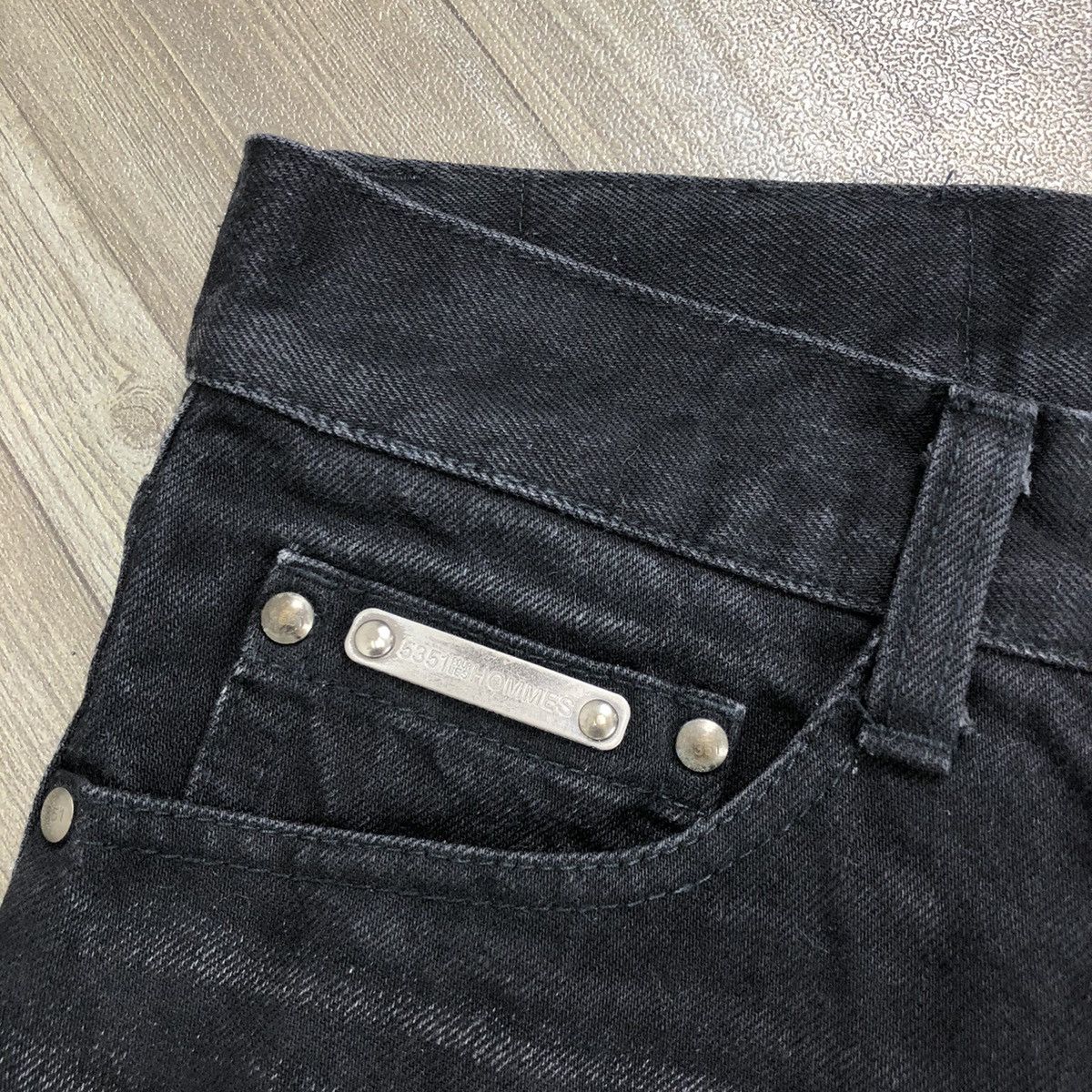 5351 POUR LES HOMMES 2000s 5351 Pour Les Hommes Black Washed Straight Wide Jeans Size US 28 / EU 44 - 8 Thumbnail