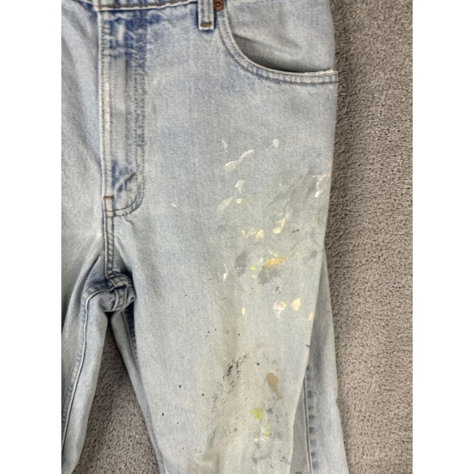 Levi's VINTAGE Levi's 560 Jeans Mens 33x34 Light Wash Blue Paint Loose Tapered USA 90s Size US 33 - 6 Thumbnail