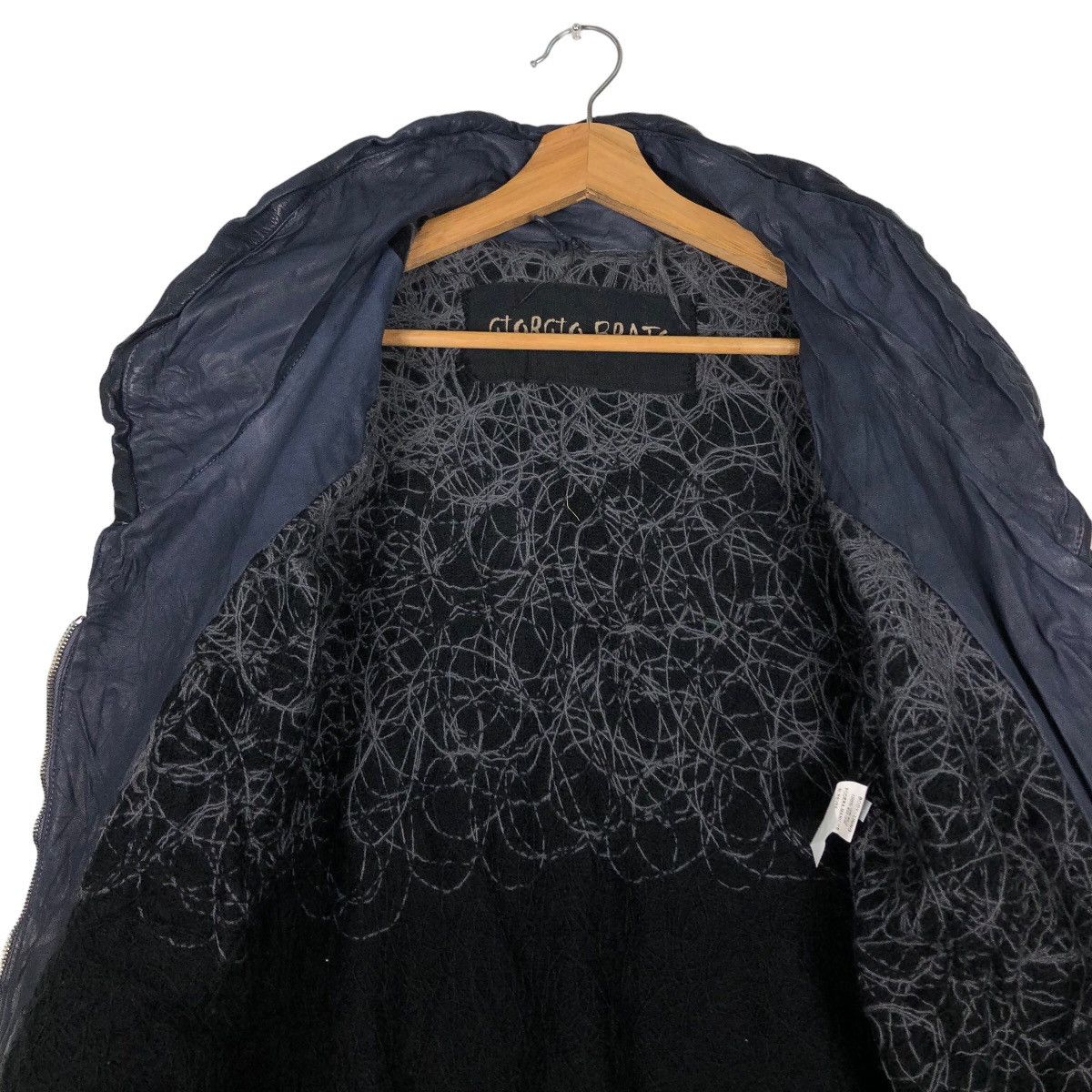 Giorgio Brato 🔥Vtg Cropped Leather Jacket Biker Wool Blanket Giorgi Brato Size US S / EU 44-46 / 1 - 12 Thumbnail
