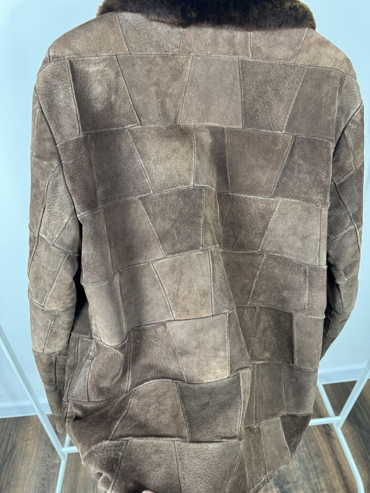Other Vintage Brown Patchwork Leather Jacket Shearling Collar Zip Size US XL / EU 56 / 4 - 13 Thumbnail