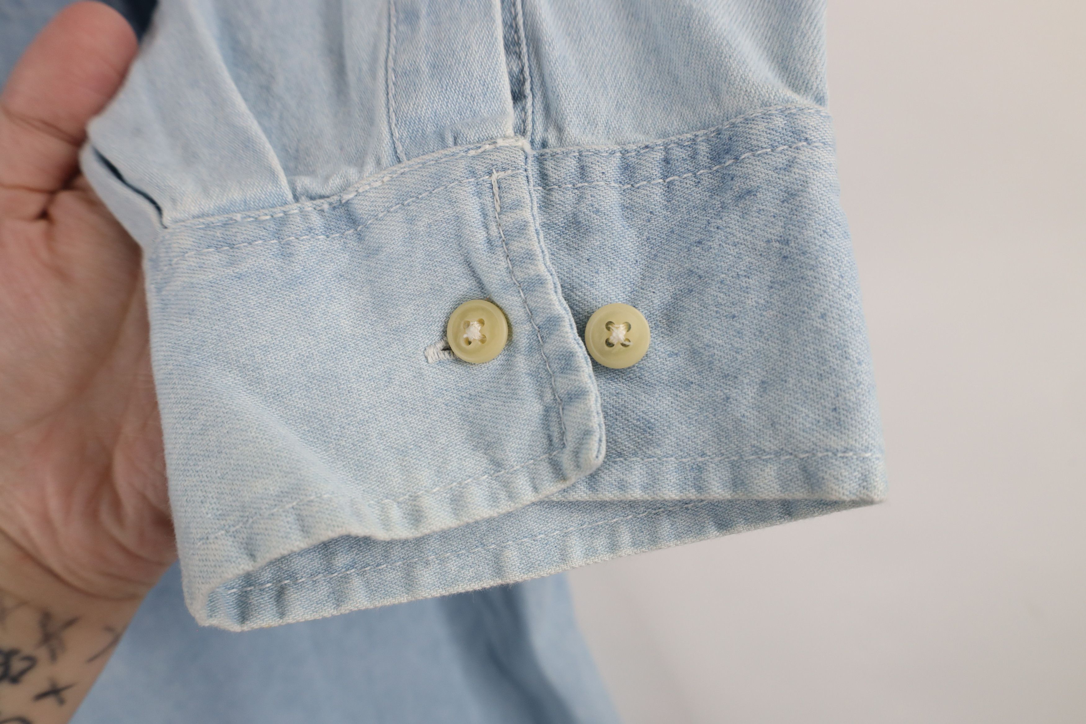 Vintage Vintage 90s Streetwear Denim Jean Button Down Shirt Blue Size US XL / EU 56 / 4 - 4 Thumbnail