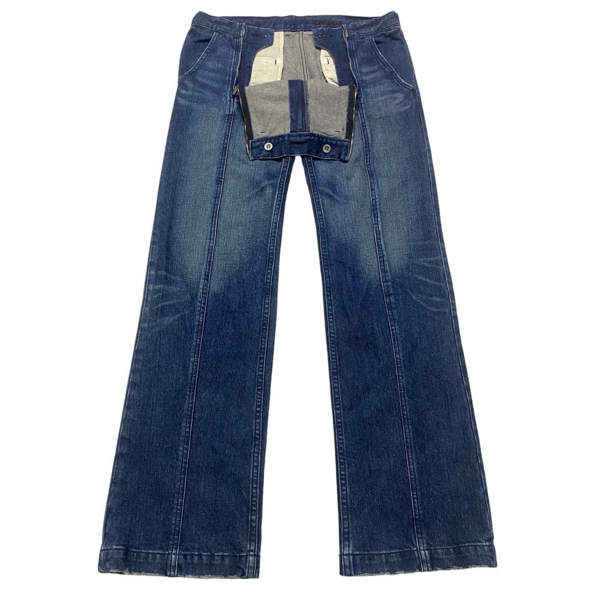 The Viridi Anne Indigo Denim Flare Jeans Zipper