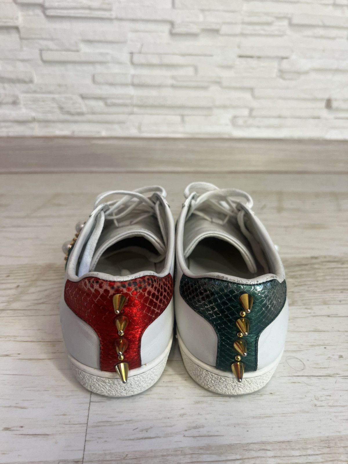 Gucci Gucci Ace Pearl Studded Leather Sneakers Size 35.5 Size US 8 / IT 38 - 7 Thumbnail