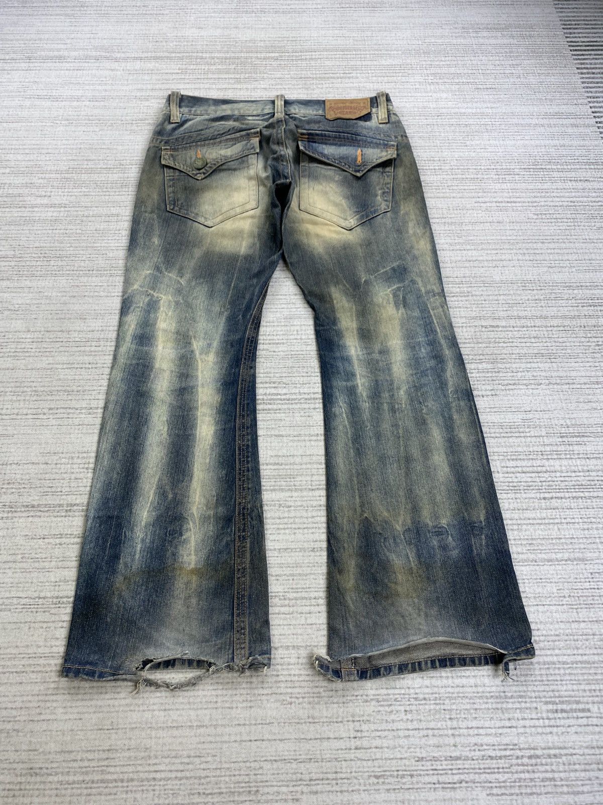 If Six Was Nine Vintage Flared Originals Jeans Mudmax Distressed Denim Pnts Size US 35 - 2 Thumbnail