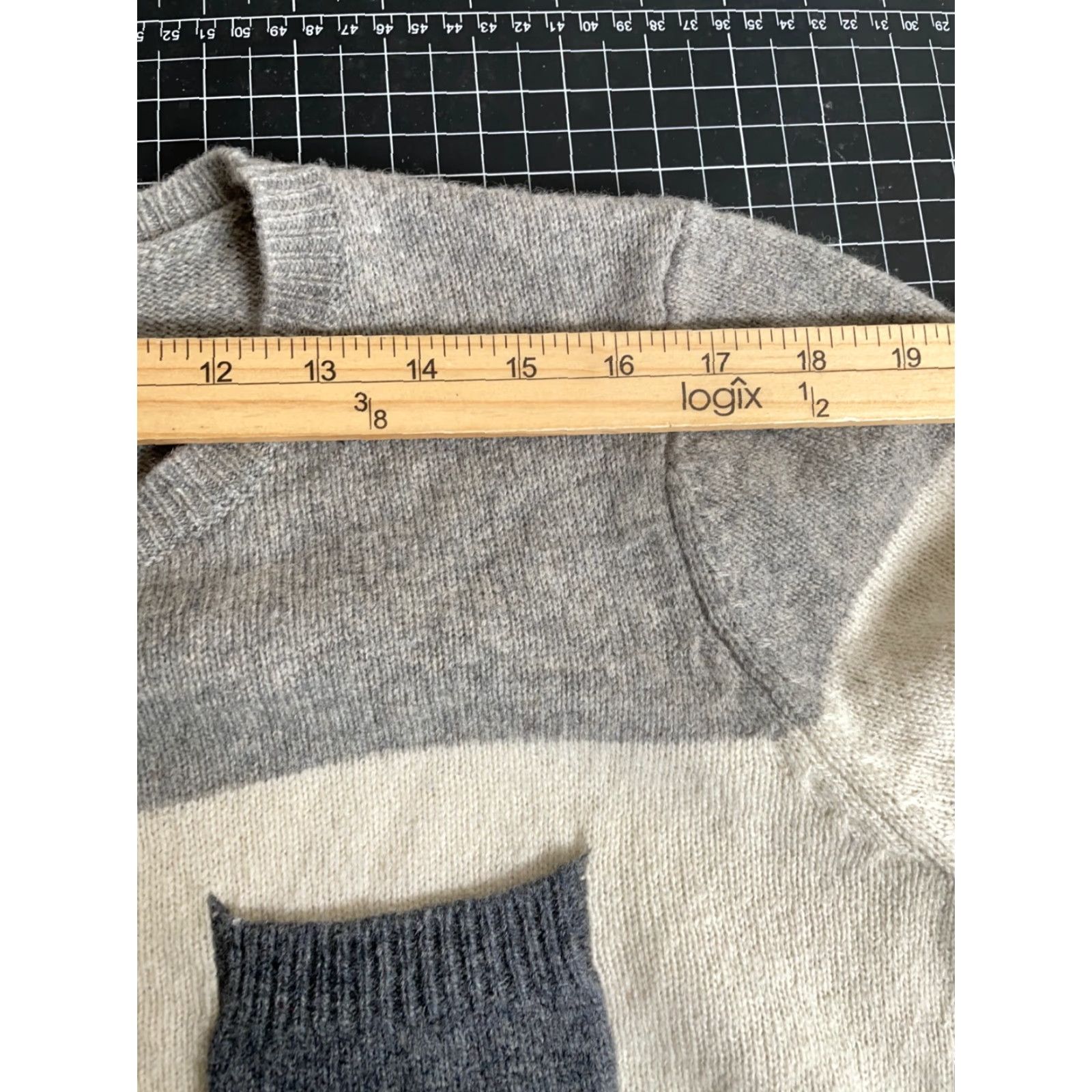 Vintage Woolovers Sweater - Striped Pocket Knit - Blue Ivory - Women's XL - 100% Wool - Crew Neck - Machine Washable - 90s Preppy Size XL / US 12-14 / IT 48-50 - 7 Thumbnail
