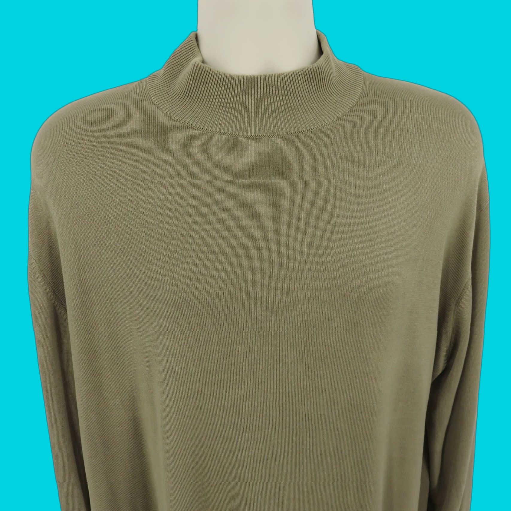 Jos. A. Bank Jos A Bank Men 2XL Pullover Mock Neck Silk Knit Solid Tan Long Sleeve Sweater Shirt Size US XXL / EU 58 / 5 - 1 Thumbnail