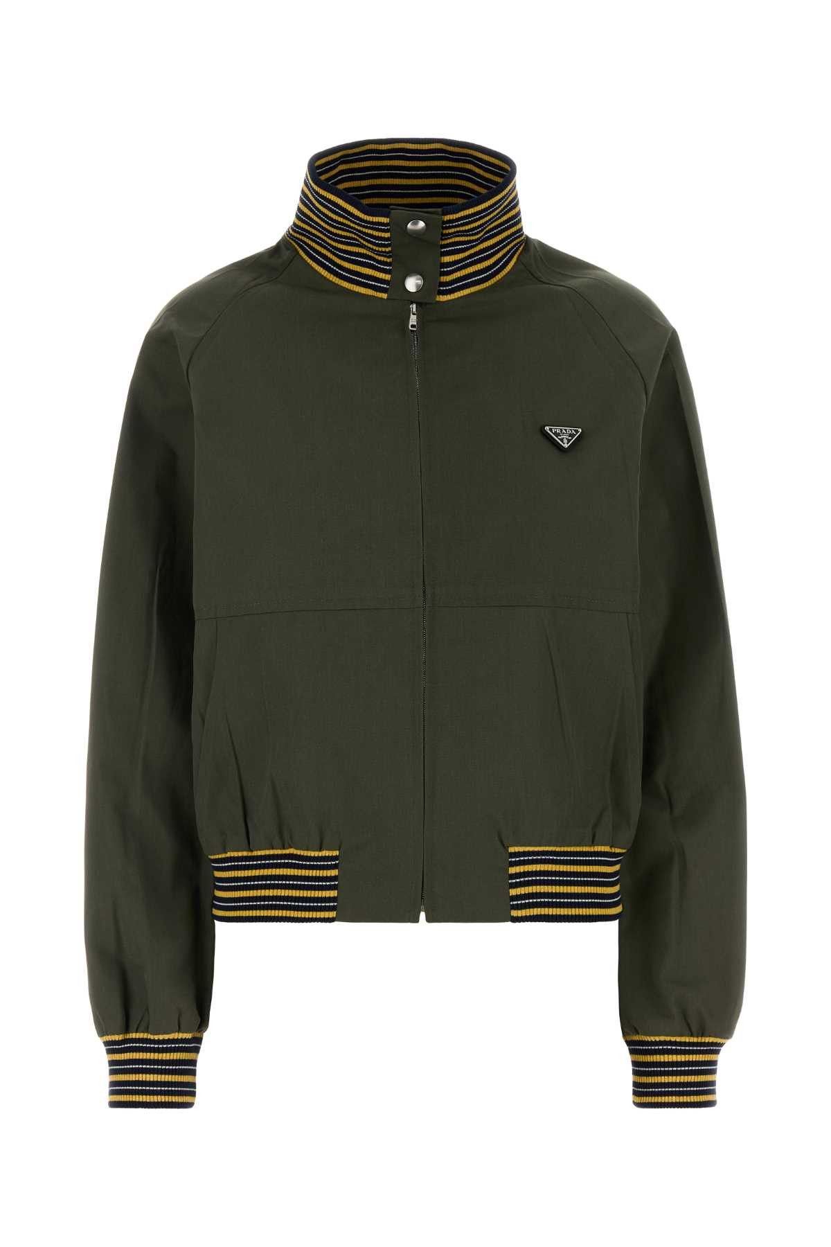 Prada Army Green Poplin Bomber Jacket Size M / US 6-8 / IT 42-44 - 1 Thumbnail