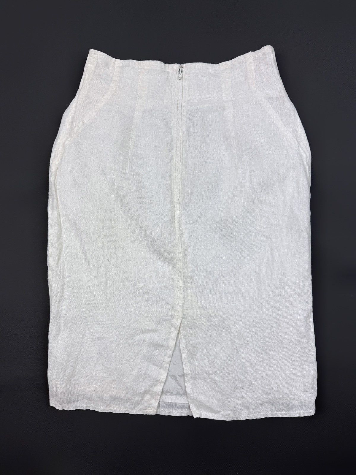 Other 1990’s Vintage Umberto Ginocchietti White Linen Pencil Skirt Size 27" / US 4 / IT 40 - 3 Thumbnail