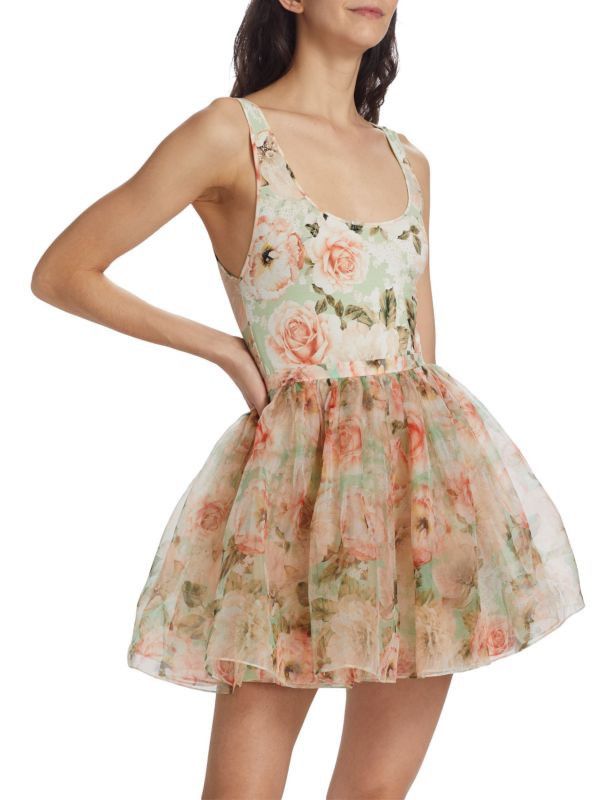 Alice + Olivia × Designer ALICE + OLIVIA Chara Floral Chiffon Mini Dress Size M / US 6-8 / IT 42-44 - 4 Thumbnail