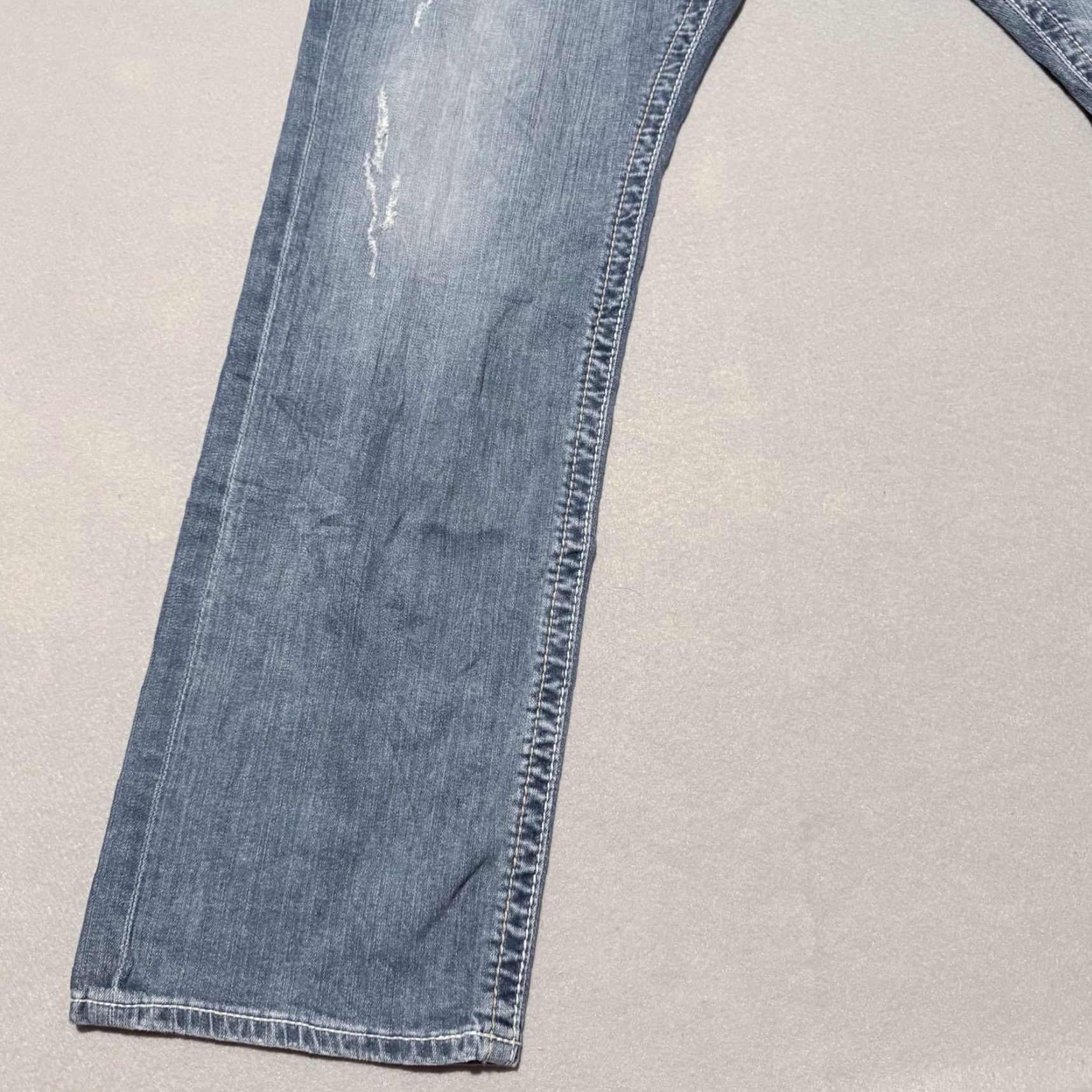 Vintage Buckle Big Star Jeans Men Blue Vintage Voyager Straight Stretch Distressed - 33 City Logo 5-Pocket Size US 33 - 5 Thumbnail